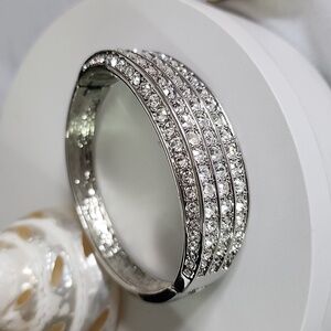 Statement Silver with CZ Hinge /  Clamper Bracelet New